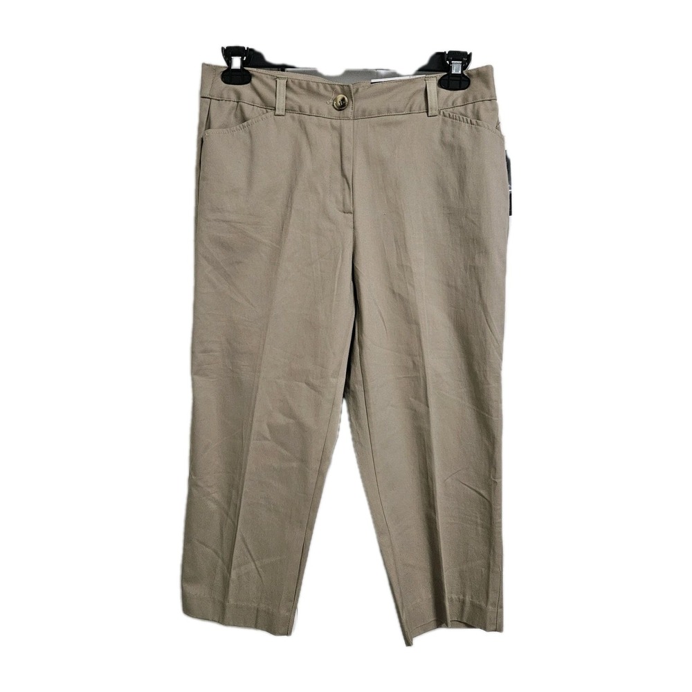 Kim Rogers Capri Pants Women 8 Khaki Comfort Waistβ Easy Fit Twill Crop Trousers